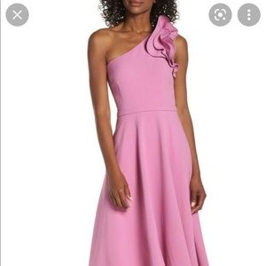 Eliza J pink ruffle one-shoulder midi dress *NWT* SZ: 12
